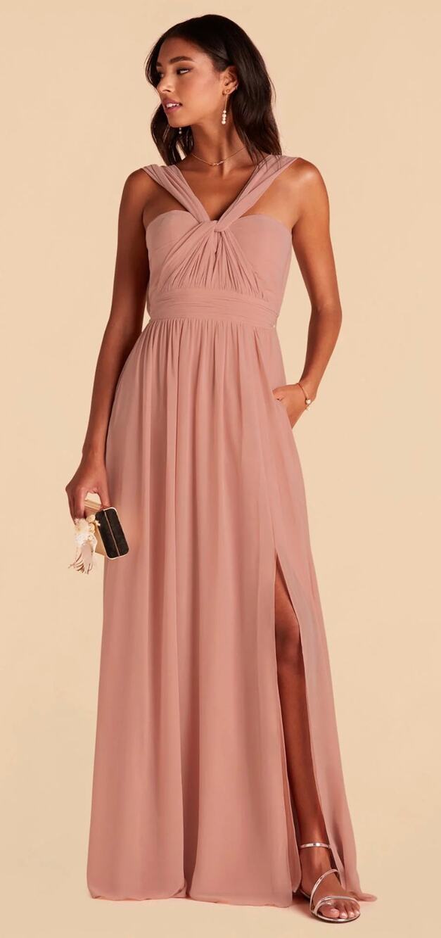 Birdy Grey Grace Convertible Dress Chiffon Women Small Dusty Rose Bridesmaid New